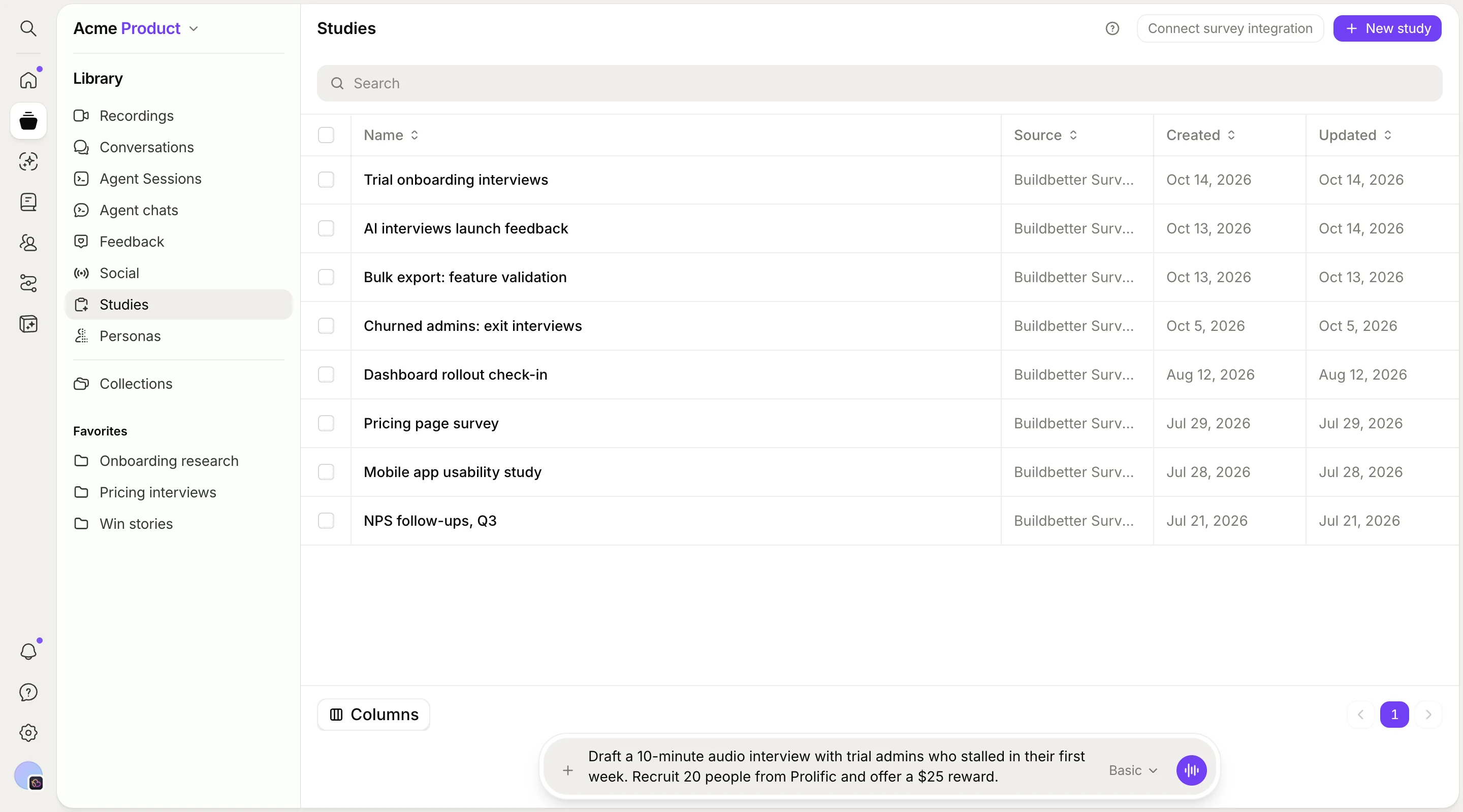 BuildBetter interface: Ask the question once.