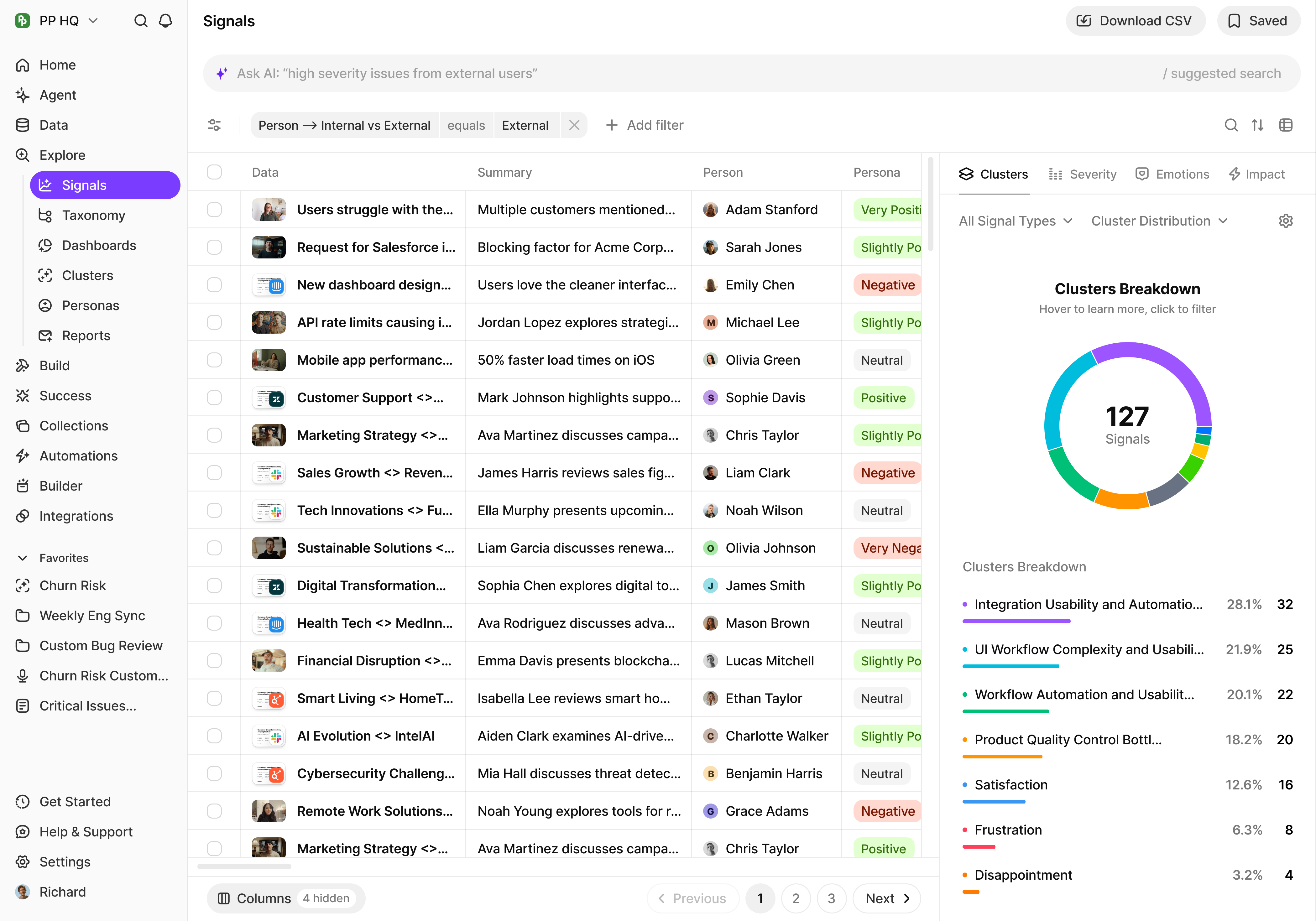 Signals dashboard